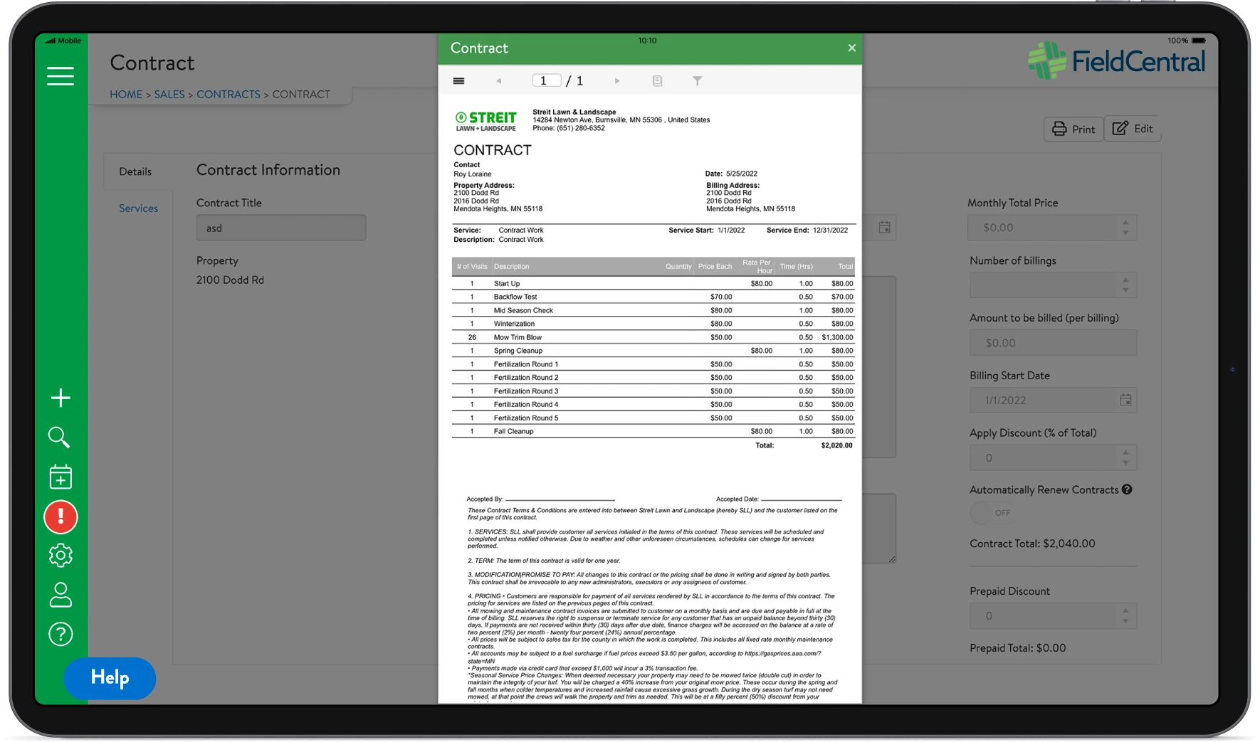 Lawn Care Estimating Software